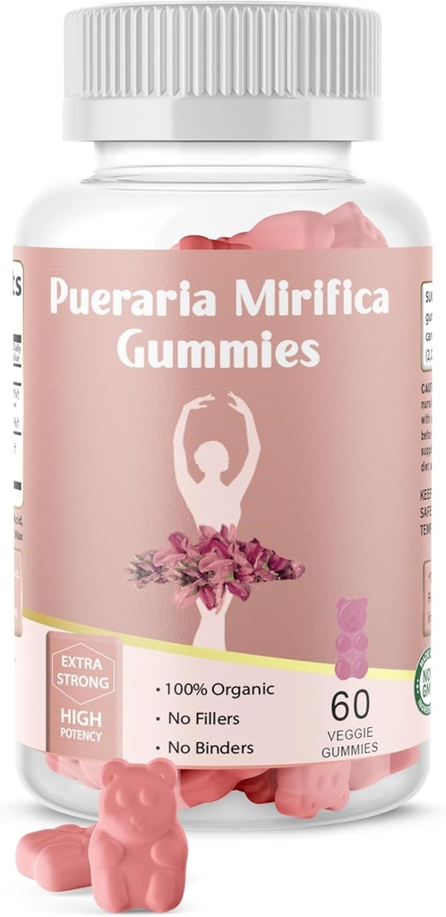 Pueraria Mirifica Gummy Organic Supplement - Pure Root 10:1 Concentrated Extract 60 Veggie Gummies, Premium - für Transgender. Frauen, Männer...