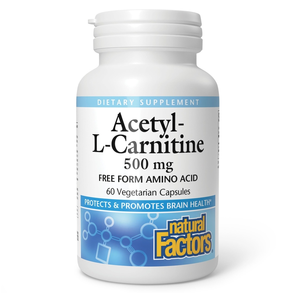 Natürliche Faktoren Acetyl L-Carnitin 500 Milligramm, 60 vegetarische Kapseln