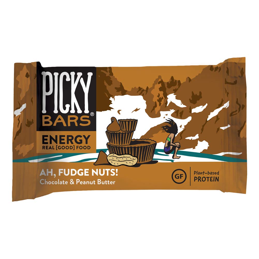 Picky Bars Real Food Energy Bars, Pflanzenbasiertes Protein, All-Natural, Glutenfrei, Non-GMO, Non-Dairy, Ah, Fudge Nuts, Packung mit 10