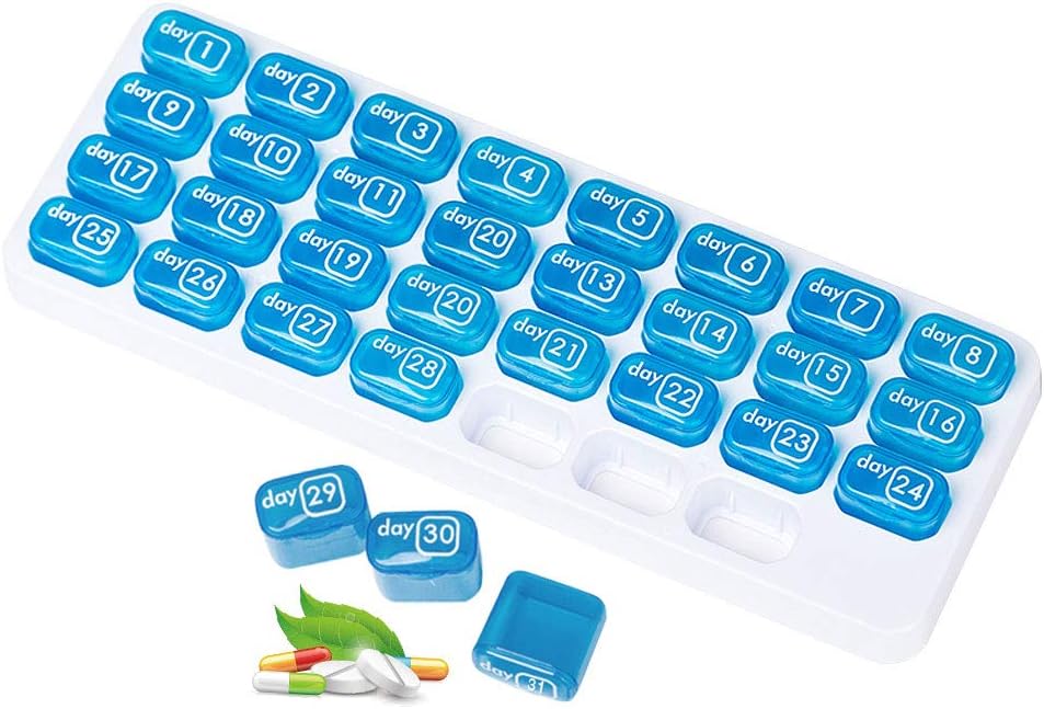 31 Tage Monatliche Pille Organizer, Portable Pill Medicine Case Box Halter für Tagesmedizin/Vitamin/Fische Öle/Ergänzung