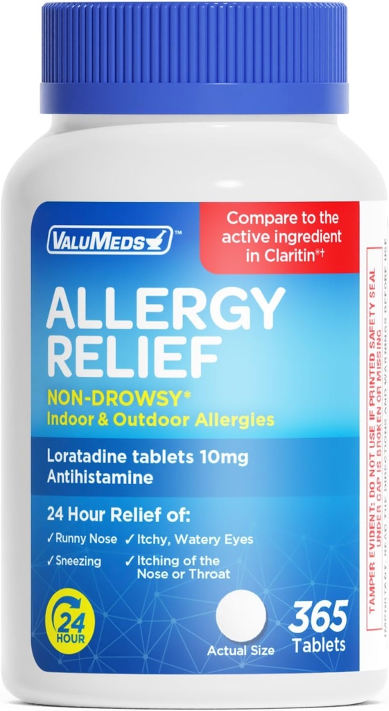 ValuMeds Loratadine 10mg anti-allergie 24 heures sur 24 à l'intérieur et à l'extérieur de l'hôtel.