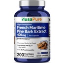 NusaPure French Maritime Pine Bark Extract 400mg pro Veggie Caps 200-Day Supply Bioperine Non-GMO Vegan