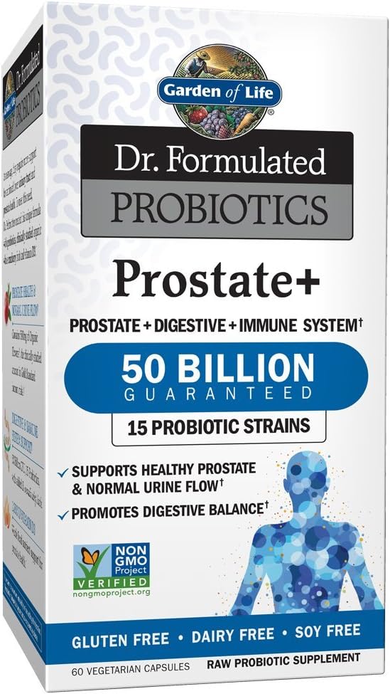 Garten des Lebens Dr. Formulierte Probiotika Prostata+ - Acidophilus und Probiotic unterstützt gesunde Prostata und Verdauungsbalance - Gluten, Dairy und Soy-Free - 60 vegetarische Kapseln