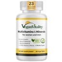 Vegan Vitality Multivitamines & Minerals für Frauen und Männer mit hoher Stärke Vitamin B12, D3 & K2. 180 Vegan Multivitamin Tabletten - 6 Monate Versorgung. Vitamine für Vegane und Vegetarier