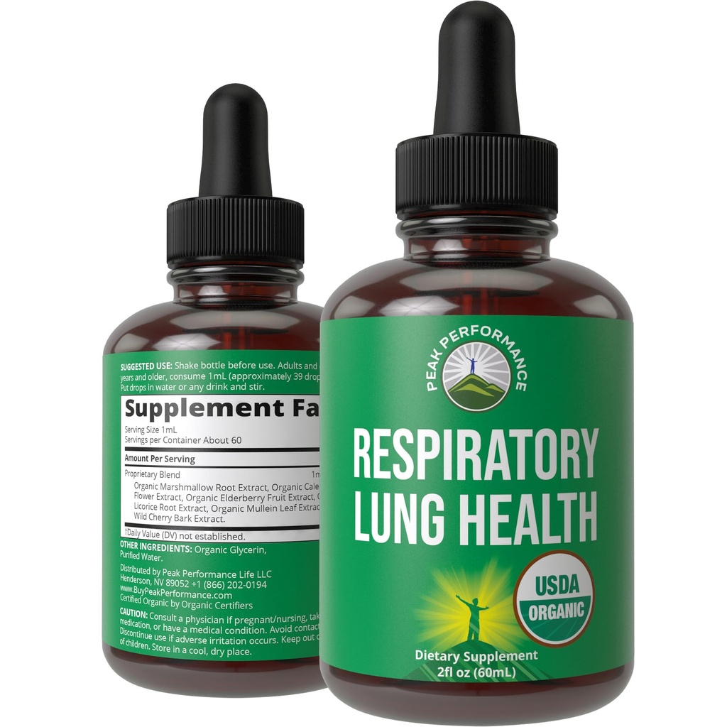 USDA Organic Lung Detox für Raucher und Nichtraucher mit 6 Top Zutaten. Mullein Leaf, Marshmallow Root, Calendula. Lunge Cleanse for Better Respiratory Health. Flüssige Tropfen Zuschnitt Ergänzung