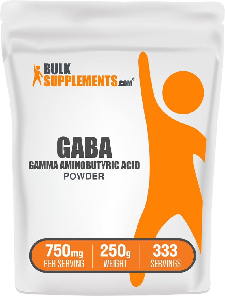 BulkSupplements.com GABA Powder - Gamma Aminobuttersäure, GABA-Ergänzung, Aminosäure-Ergänzung - Glutenfrei, 750mg pro Servierung, 250g (8.8 oz) (Pack von 1)