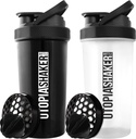 Utopia Home Protein Shaker Bottle - (Pack von 2) 28-Ounce Shaker Flaschen Für Protein Mixes - Fitness Sports Classic Protein Mixer Shaker Bottle (Black & Clear/Black)