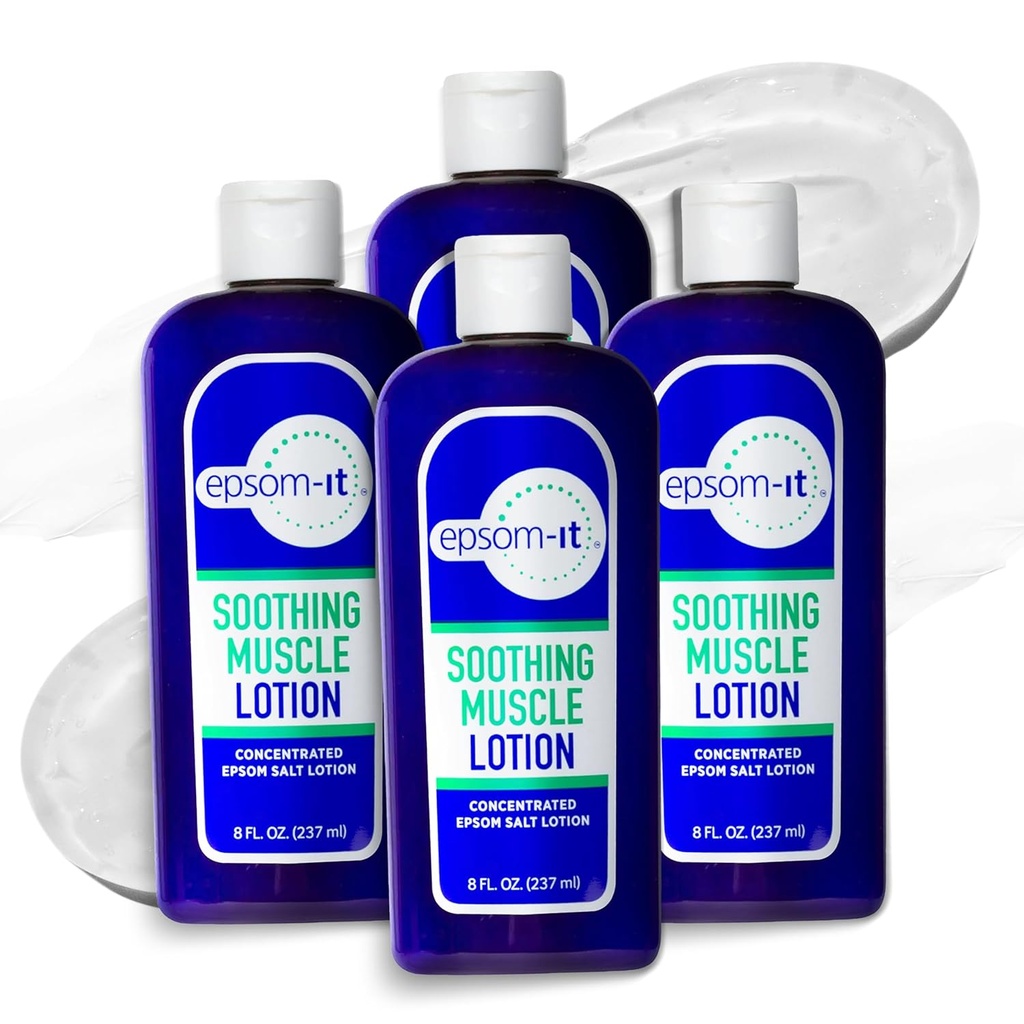 Epsom-It beruhigende Muskellotion - Epsom Salz Magnesiumsulfat Creme Arnica für Muskelschwierigkeit, topische Magnesiumlotion, bieten Komfort für Beine, Knie und Füße, 8.0 Unzen, 4-Pack