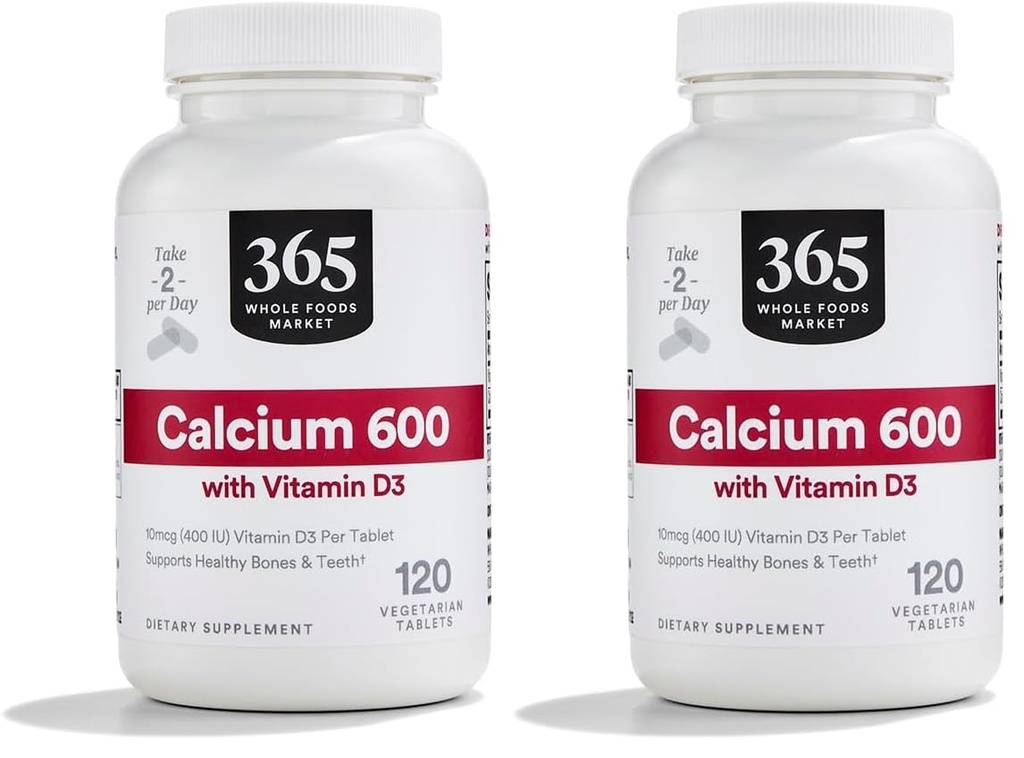 365 von Ganze Lebensmittel Markt Kalzium mit Vitamin D3 Tabletten, 120 Zähler (Pack von 2)
