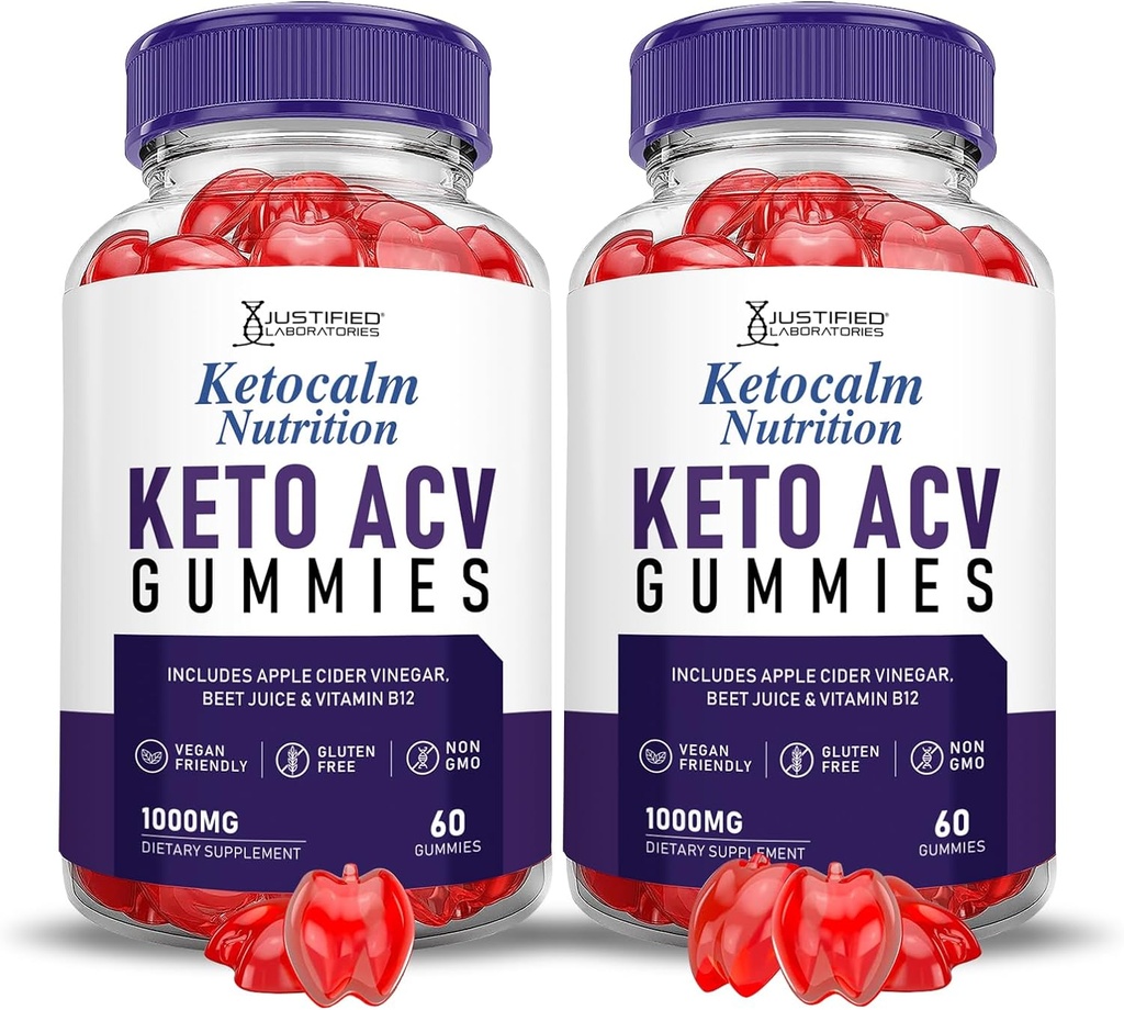 (2 Pack) Ketocalm Nutrition Keto ACV Gummies Advanced Formula 1000MG Keto Calm Nutrition Keto Gummies Apfelessig mit Granatapfelfettsaft Pulver B12 Vegan Non GMO 120 Gummys