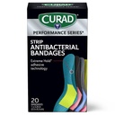 CURAD Performance Serie IRONMAN Antibakterielle Bandagen, Extreme Hold Adhesive Technology, Standard-Größe Flexible Stoff Bandagen für Schnitte, Schrapes, & Burns, Verschiedene Farben, 1 x 3,25 Zoll, 20 Zähler