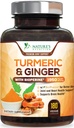 Kurkuma Ergänzung 1950mg - 95% Curcuminoide mit Organic Turmeric & Ginger, BioPerine Black Pepper für beste Absorption, Nature's Vegan Joint Support, Non-GMO, Bottled in USA - 180 Kapseln