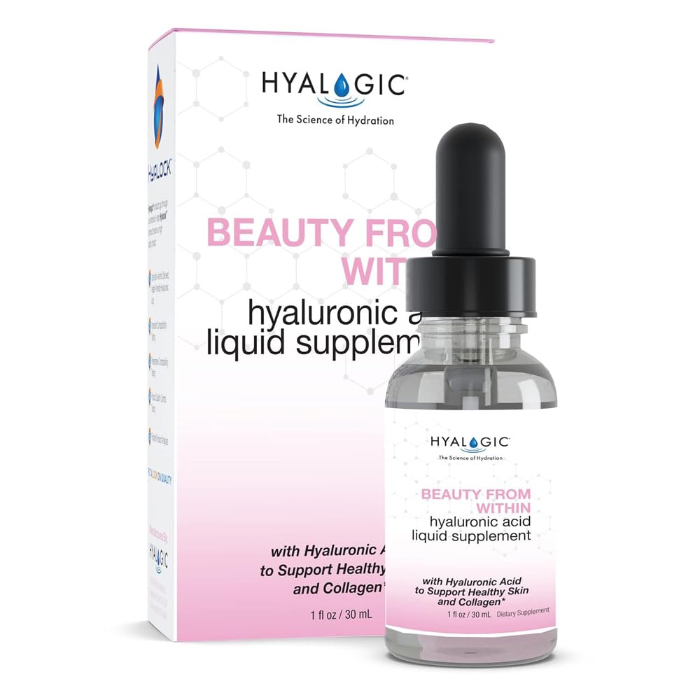 Hyalogic Beauty From Within Hyaluronic Acid Liquid Supplement - Flüssige Hyaluronsäure für Haut Hydration, Gelenkunterstützung und Collagen Boost - Vegan, Glutenfrei, Odorless & Tasteless (1 Fl Oz)