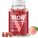 Vegane Eisen-Gummi-Ergänzung - mit Vitamin C, A, B-Komplex, Folat, Zink für Erwachsene & Kinder - Health Blood & Energy Support for Iron Deficiency, Anemia, No After Taste - Peach Flavor (90 Ct)
