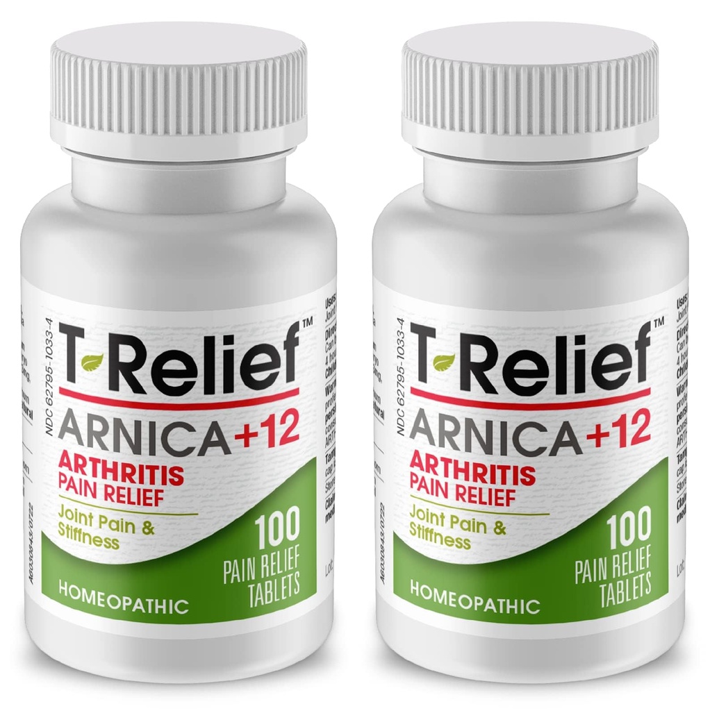 T-Relief Extra Strength Arthritis Arnica +12 Schmerz Relieving Natural Medicines Hilfe Soreness Stiffness Aches & Schmerz in Gelenke Natürlich - 100 Tabletten (2 Packung)