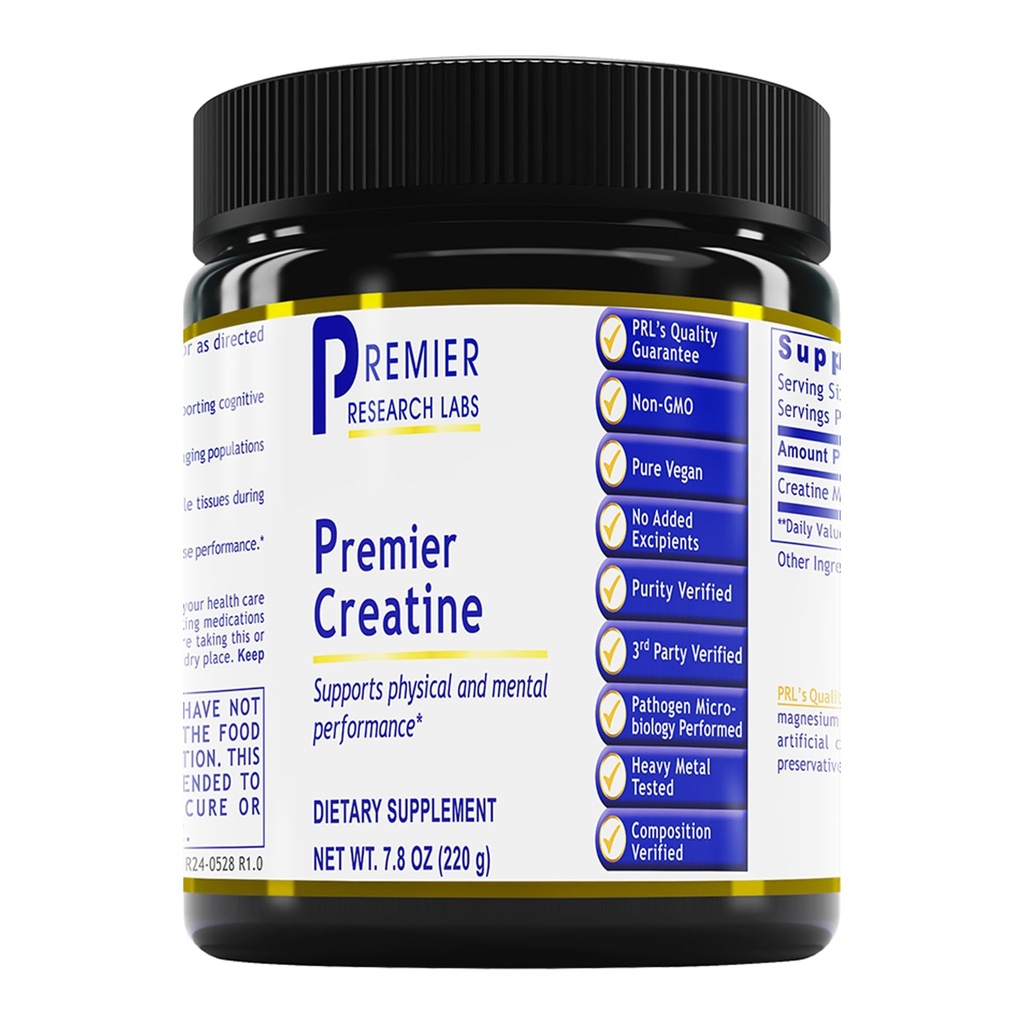 Premier laboratoire de recherche Première créatine - poudre monohydratée de créatine, poudre de créatine pour les hommes, les femmes, les végétariens, formule non aromatisée végétalienne - 7,8 oz (40 portions)