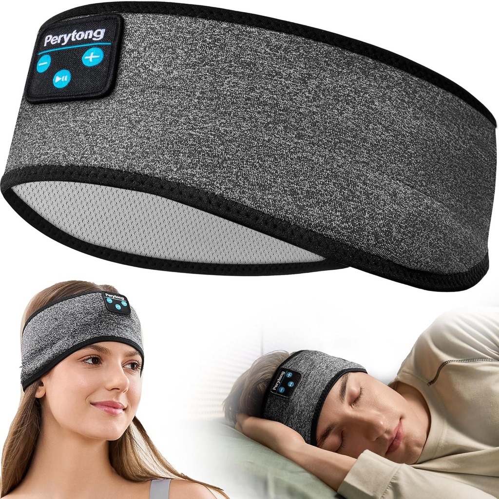 Perytong Wireless Sleep Headband with Comfortable Earbuds for Side Sleepers, Sleeping Eye Mask for Women Men Workout Running