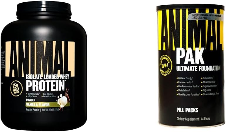Animal Whey Isoliert Whey Protein Pulver – Isoliert für Post Workout und Recovery & Pak - Günstig All-in-One Vitamin & Supplement Pack