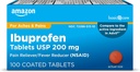 Amazon Basic Care Ibuprofen Tablets 200 mg, Pain Reliever/Fever Reducer, 100 Count (Packaging may vary)