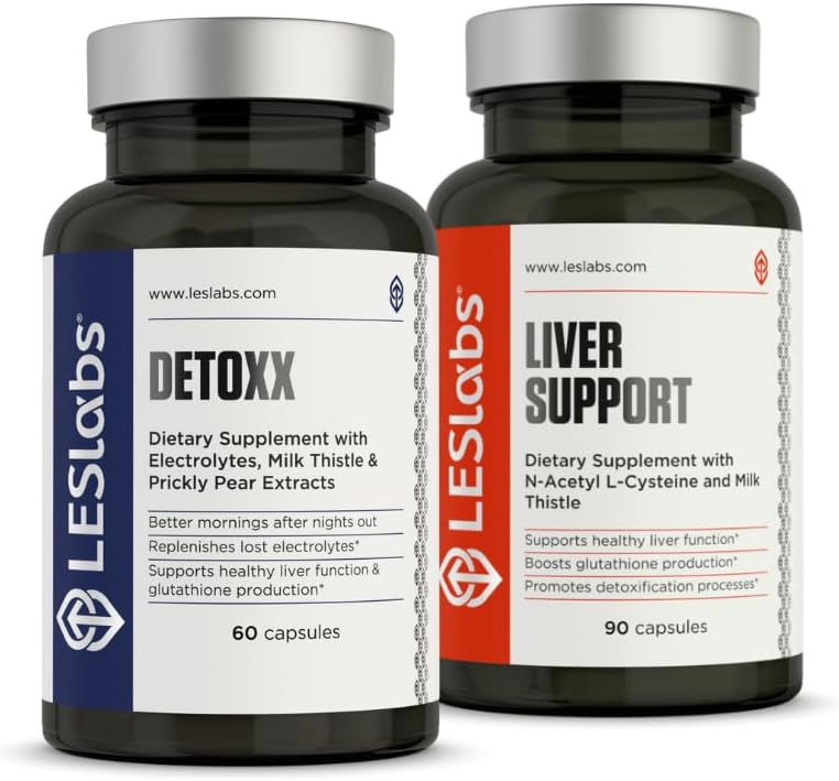 LES Labs Detoxx und Liver unterstützen Duo- Bundle zur Unterstützung der gesunden Leberfunktion, Glutathionproduktion und Entgiftung
