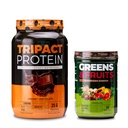 Nutrologie TRIPACT Poudre de protéines, 7-en-1 Remplacement des repas Shake, Chocolat crémeux (40 portions) Verts et fruits Superfood naturel, Chocolat (30 portions)