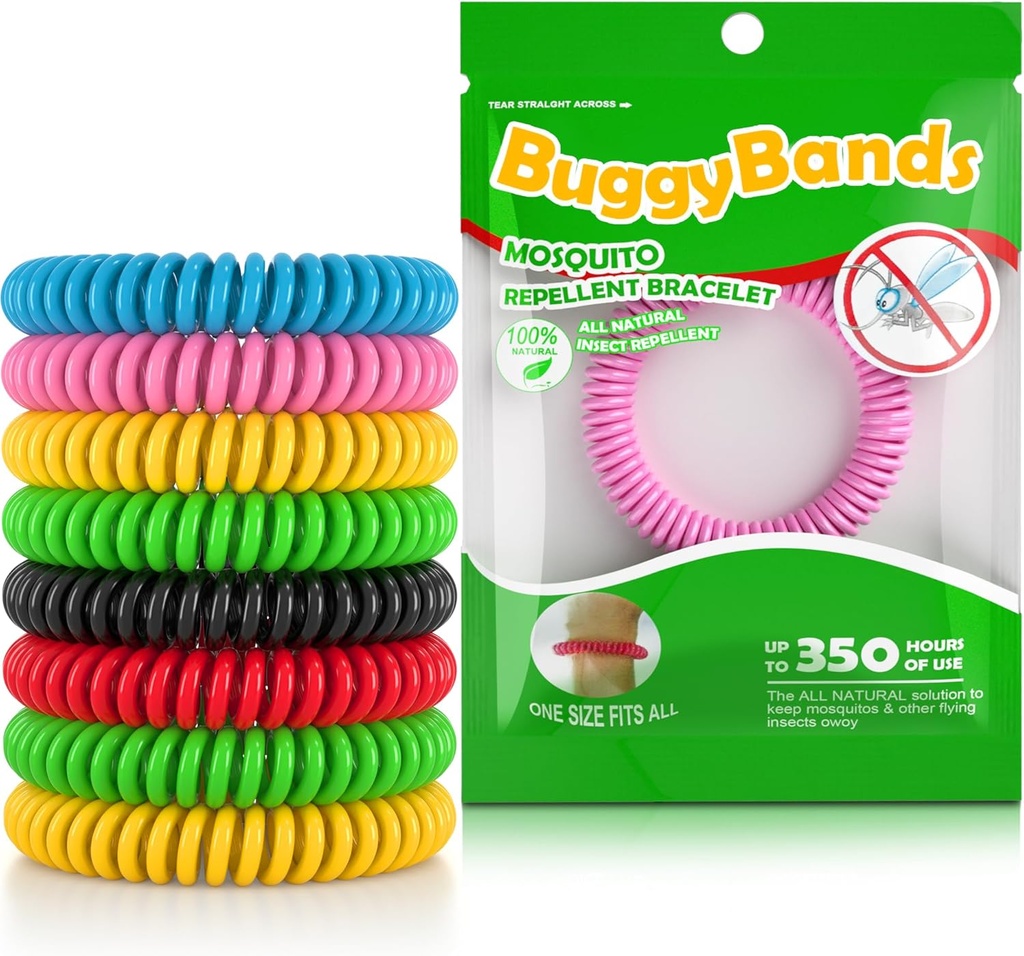 24 Pack Bracelets déperlants Mosquito, Bandes de poignets repliables individuellement, Bandes sans DEET, naturelles et imperméables
