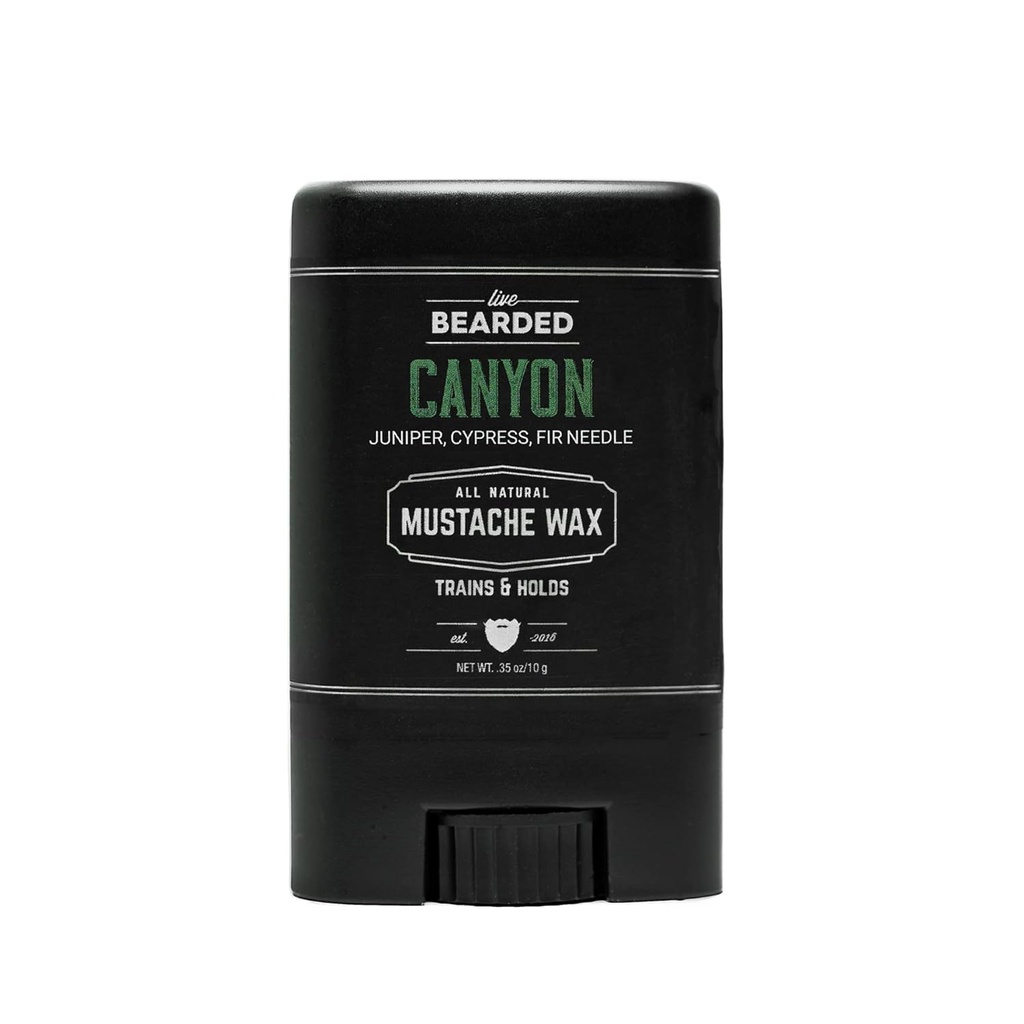 Live Bearded Mustache Wax Stick, 0.35 Unze - Made in USA with All-Natural Ingredients - Medium Hold Stache and Beard Styling for Men | Canyon - Juniper, Cypress, Fir Needle