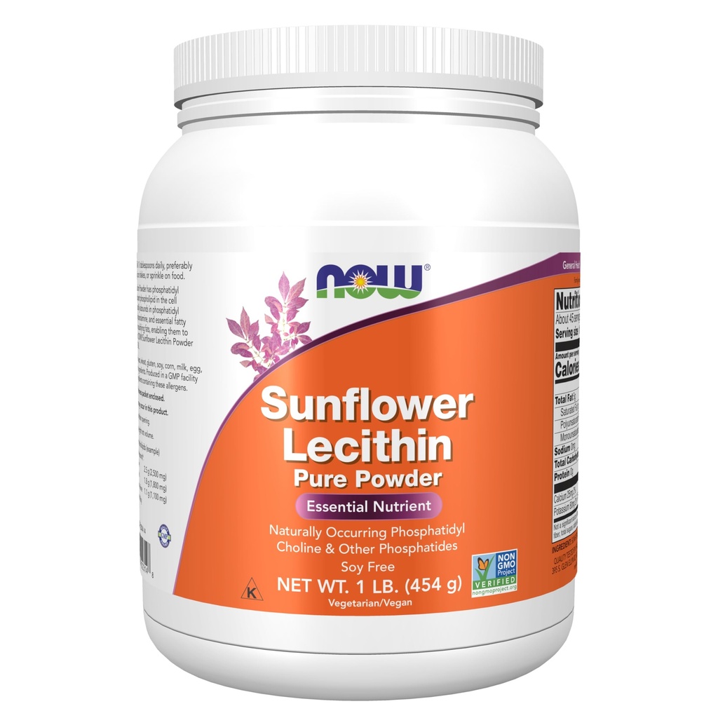 MAINTENANT compléments alimentaires, lécithine de tournesol avec le Phosphatidyl Choline d'origine naturelle et autres phosphates, poudre, 1-Pound