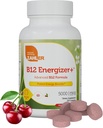 Zahler Energizer+ Vitamine B12-5000 mcg Vitamine B12 - Losanges dissolvables au goût de cerise naturelle - Sans gluten sans gluten sans OGM B12 Vitamines 5000 mcg, Boost énergétique, Fabriqué aux États-Unis (120 Nombre)