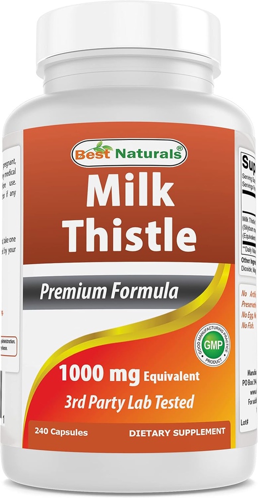 Best Naturals Milk Thistle Extract 1000mg gleichwertig - 240 Kapseln - Nicht-GMO & Glutenfrei (240 Zähler (Pack von 1))
