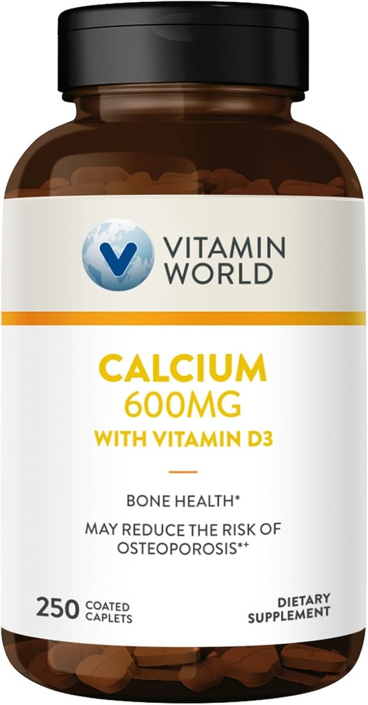 Vitamin World Calcium 600mg + Vitamin D3 250 Beschichtete Kapseln