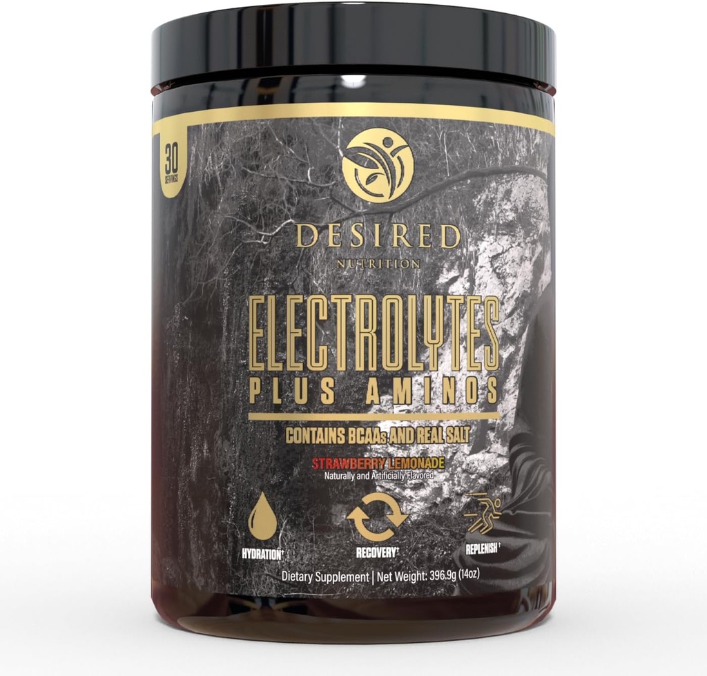 Elektrolyte Plus Amino Elektrolyte Plus Amino Erholungsgetränk Pulver, vollständige Hydration und Aminosäuren/BCAAs, Erdbeer-Lemonade (30 Portionen)