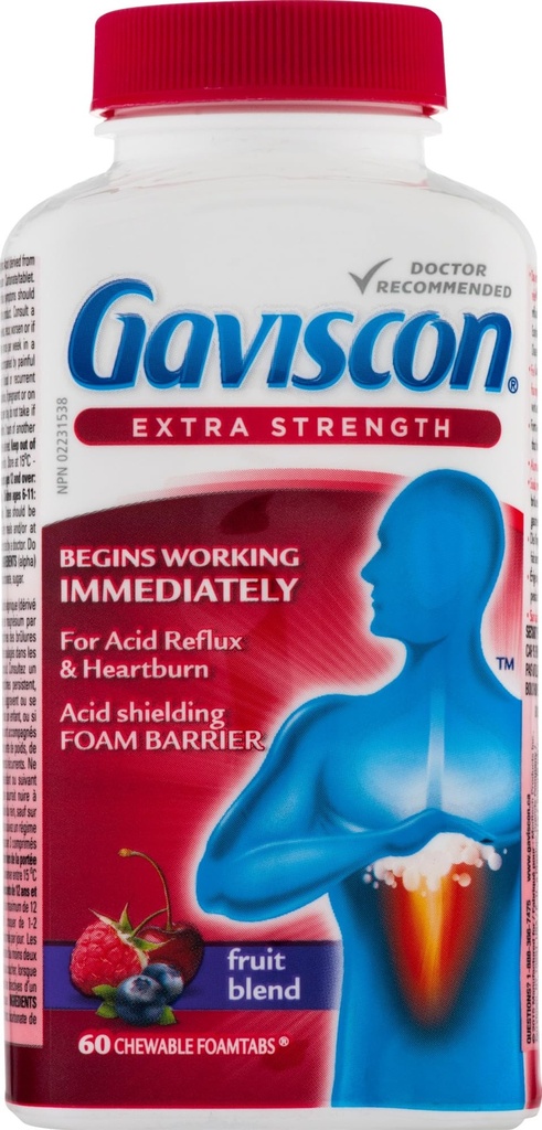 Gaviscon Antiacide de fruits extra-fort 60 Comprimés