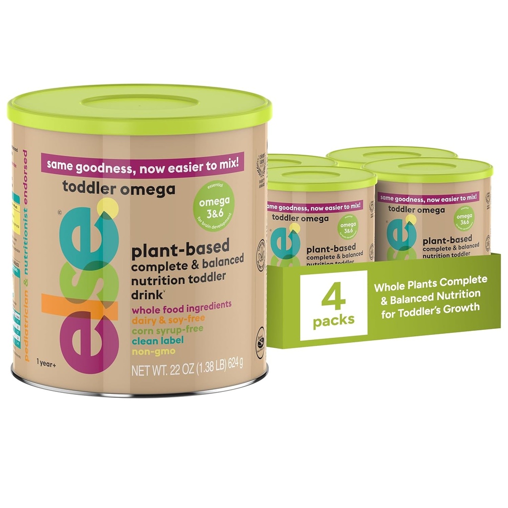 Else Kleinkind Formel 12-36 Monate – Pflanzenbasiert, Dairy-Free & Lactose-Free Baby Formula – Dairy Free Formula, Omega 3 & 6 für Brain Development – Soy Formula Alternative, (22 oz, 4 Pack)