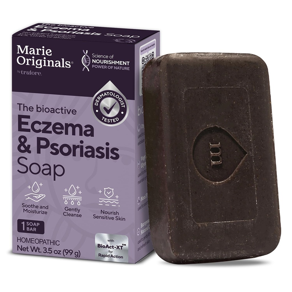 Marie Originals Eczema Face Savon Laver le corps Bar – Tous les psoriasis naturels, traitement de la dermatite pour le soulagement de la peau sèche démangeaison flasque – douce détoxifiante, guérison, anti-démangeaison, soin de la peau nettoyante (paquet de 1)