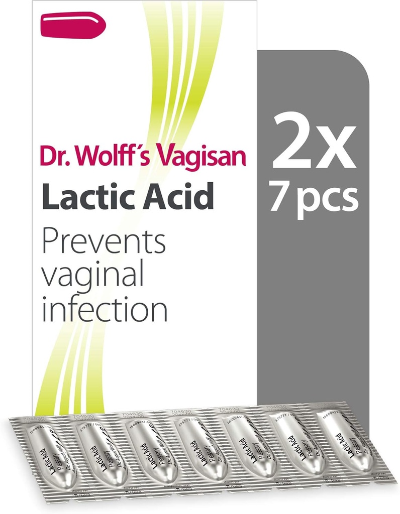 Vagisan Dr. Wolff's Lactic Acid Pessaries, Daily Vaginal Health & Intimate Hygiene, verhindert Infektion, 2X7pcs