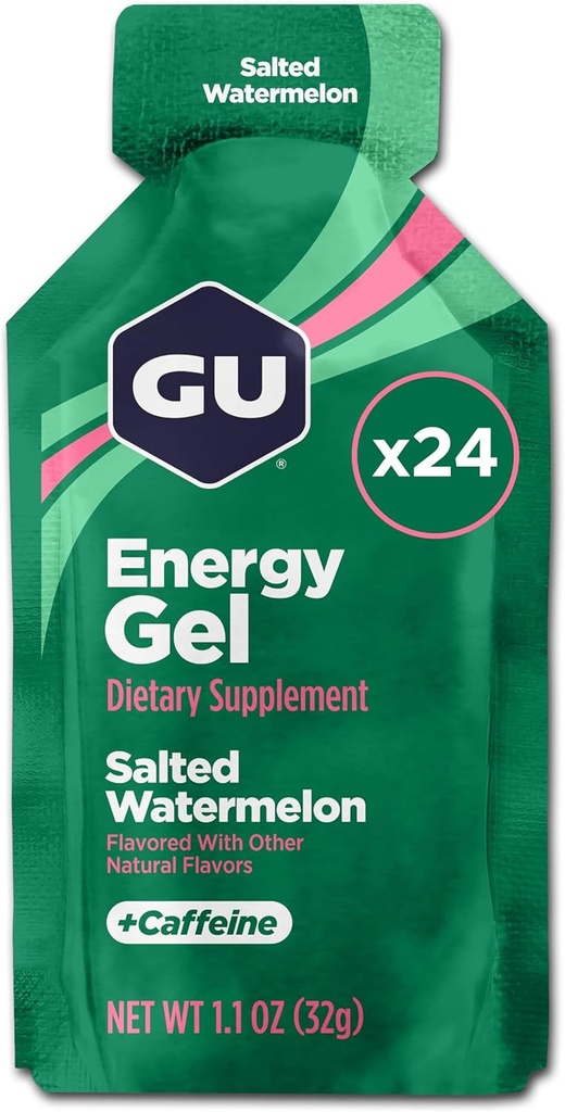 GU Energy Original Sports Nutrition Energy Gel, Gesalzene Wassermelone, 26.4 Oz, 24 Count