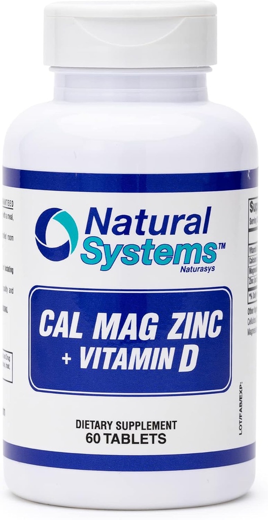 Calcium Magnesium Zink Vitamin D Beilage 60 Tabletten von natürlichen Systemen - Calcium Magnesium Zink und VIT D Beilagen für starkes Immunsystem - Magnesium Beilage für das Immunsystem