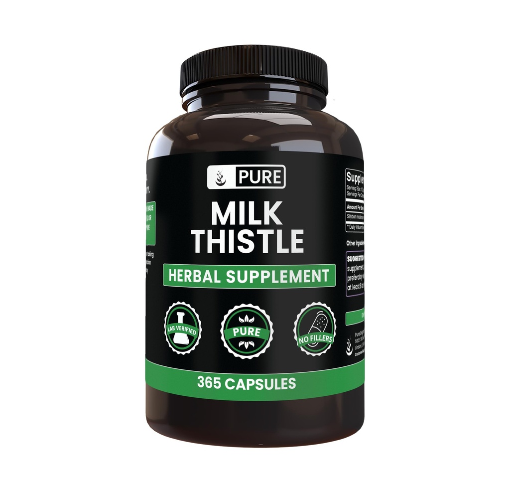 Pure Original Zutaten Milchdistel (365 Kapseln) Kein Magnesium oder Reisfüller, Immer rein, Lab Verifiziert