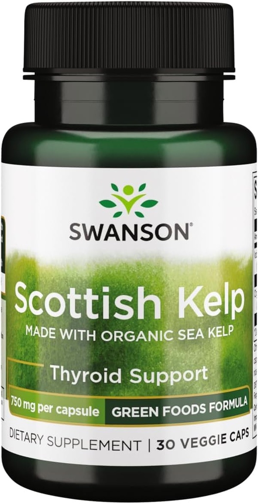 Swanson Made with Organic Scottish Kelp 750 Milligramme 30 Veg Kapseln
