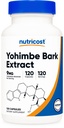 Nutricost Yohimbe Bark Extract 450mg (9mg Yohimbine Alkaloids), 120 Kapseln - Extrastärke, Glutenfrei, Non-GMO