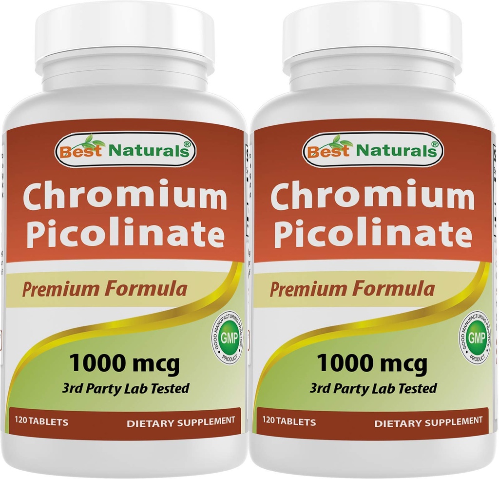 Best Naturals Chromium Picolinate 1000 mcg 120 Tabletten (Pack von 2)