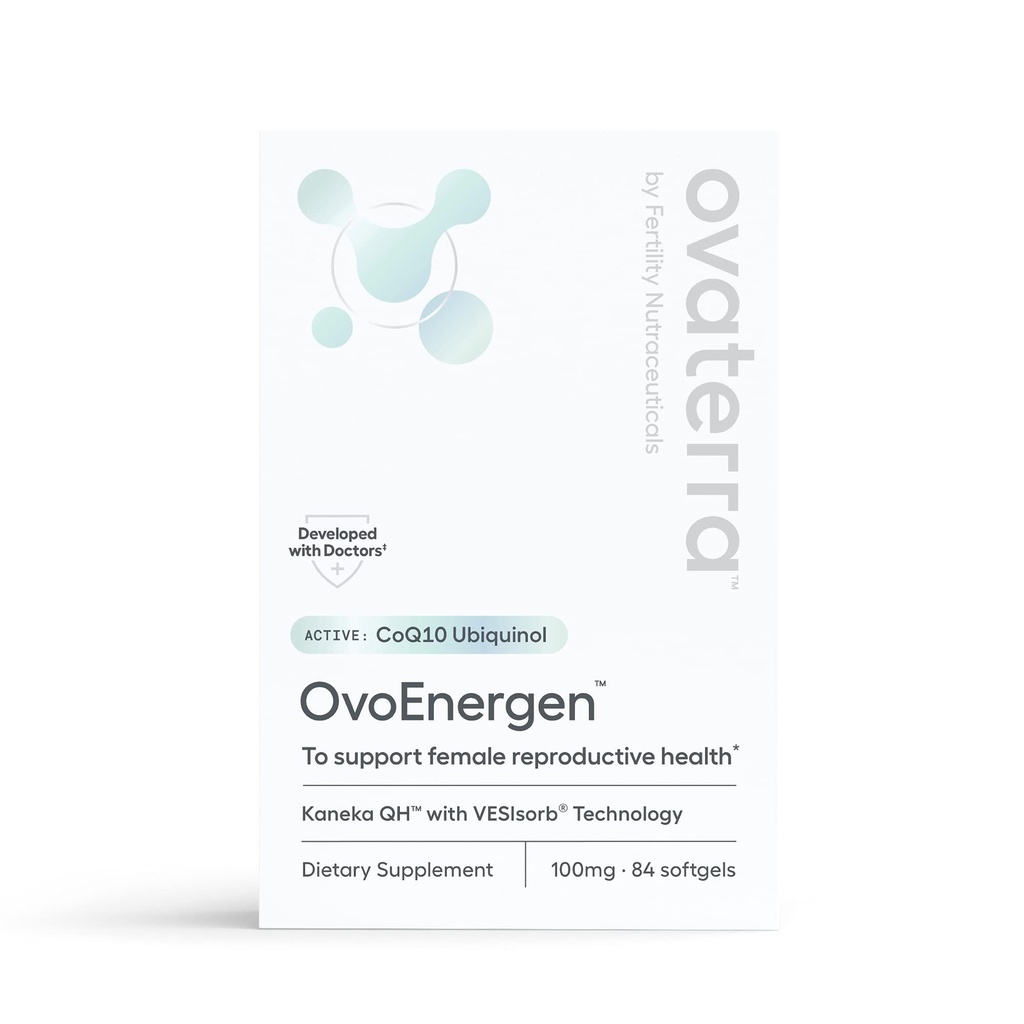 Supplément OvoEnergen CoQ10 pour les femmes à l'appui de la santé de la reproduction et de l'amélioration de la fertilité des oeufs avec Kaneka QH, technologie VESIsorb® 84-100mg Capsules Softgel - 28 jours d'approvisionnement