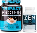 Nutrologie TRIPACT Protein Pulver, 7-in-1 Meal Ersatz Shake, Vanille Latte Cinnamon Flavor (20 Servierungen) Zen Natural Magnesium Supplement (30 Servierungen)