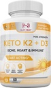 Vitamin K2 + D3 mit Calcium - Knochen, Herz und Immun Formel - K2 D3 Vitamin-Ergänzung für Frauen und Männer - 60 Kapseln