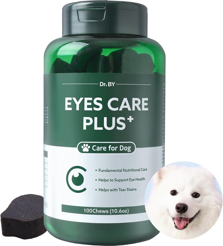 Dr.by Eyes Care Plus Dog Tear Stain Supplément gouttes pour les yeux pour les chiens Eye Health Support with Milk Thistle Lutein Beta Carotène - 100 Chews doux
