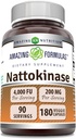 Erstaunliche Formeln Nattokinase Nahrungsergänzung 100 mg Veggie Kapseln Ergänzung | 2000 FU Enzyme Aktivität | Non-GMO | Gluten Free Made in USA (180 Count)