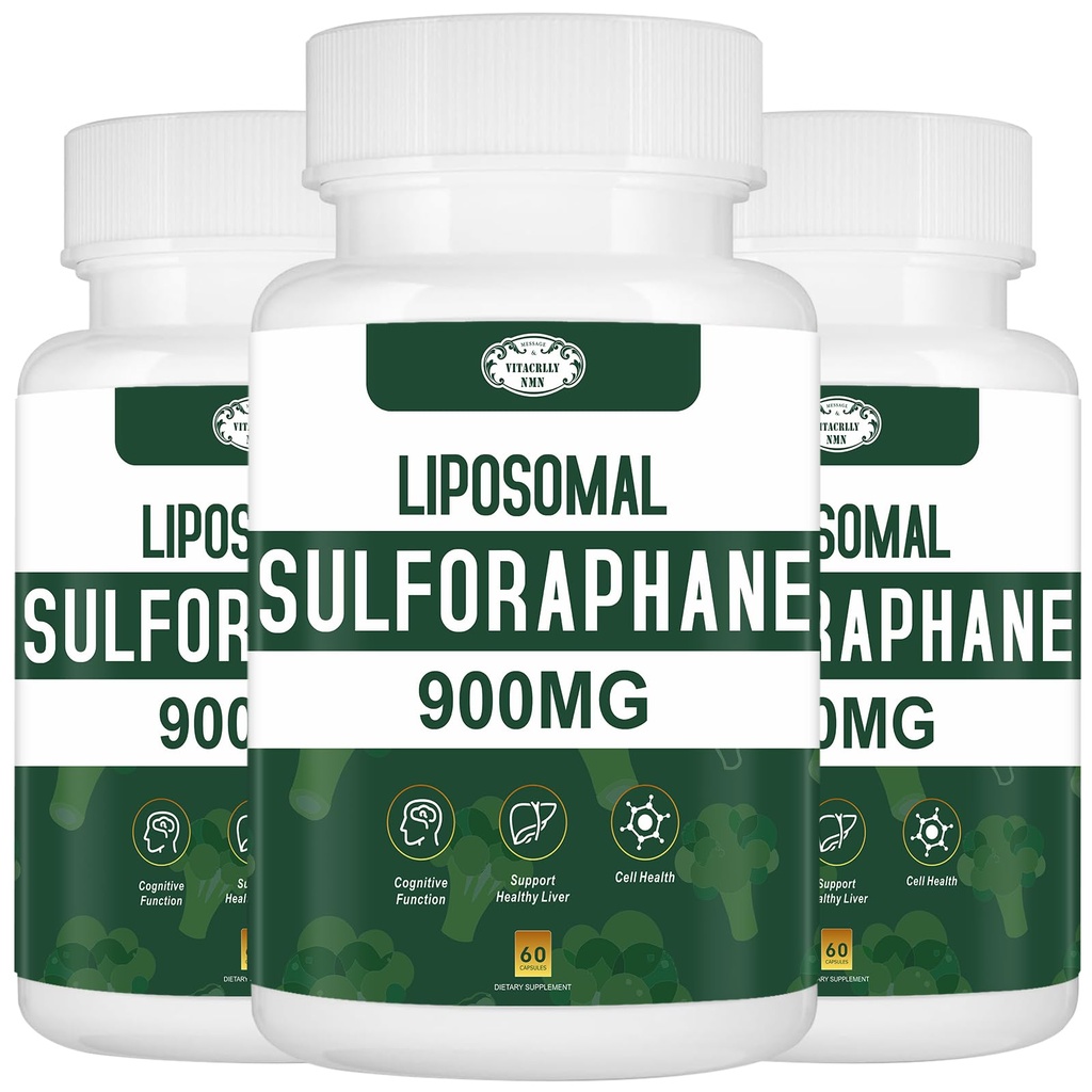 900MG Liposomal Sulforaphane Ergänzung Broccoli Extrakt, Leber Ergänzung für Antioxidans, Verdauung, Cellular Health 180 Kapseln