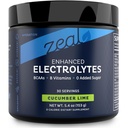 Boissons de récupération de poudre d'électrolyte zéal (30 portions de chaux de concombre) w 0 Sucre + BCAAs + B-Vitamines Supplément d'électrolyte w Potassium Zinc & Magnésium