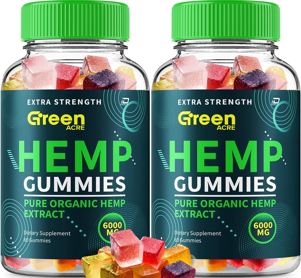 Grün Acre Hanf Gummis - mit Seed Extrakt Grün Acre Hanf Gummis Tinnitus Kräuter-Ergänzung, Gesundheit und Wellness-Unterstützung, All Natural Green Acre Gummy (2 Pack - 120 Gummis)